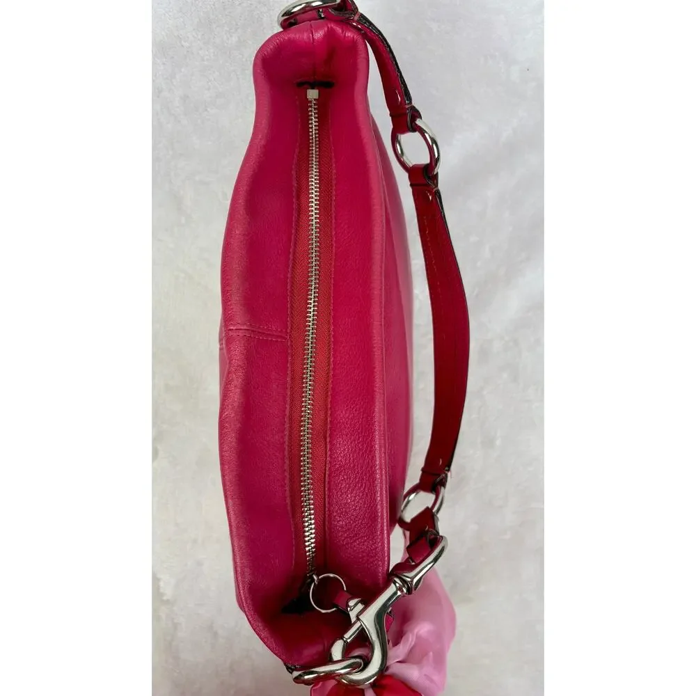 Coach Medium Y2K Carly in Fuchsia/Barbie Pink Pebbled Leather with Scarf